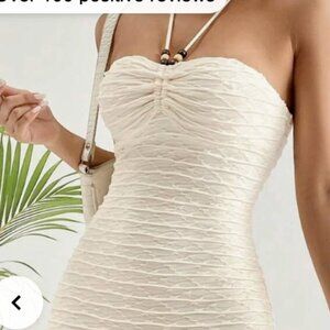 Beaded Tie Backless Halter Bodycon Dress